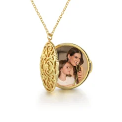 Discount Gabriel & Co. 14K Yellow Plain Gold Locket Pendant Necklace