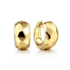 Best Gabriel & Co. 14K Yellow Plain Gold 15mm Huggies