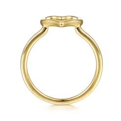 Hot Gabriel & Co. 14K Yellow Plain Gold Open Heart Ladies Ring