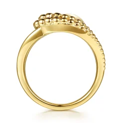 Clearance Gabriel & Co. 14K Yellow Plain Gold Pave Bujukan inter-Locking Link Ring