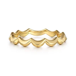 Best Gabriel & Co. 14K Yellow Plain Gold Scallop Stackable Ladies Ring