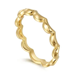 Best Gabriel & Co. 14K Yellow Plain Gold Scallop Stackable Ladies Ring
