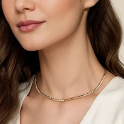 Sale Gabriel & Co. 14K Yellow Plain Gold Tennis Necklace