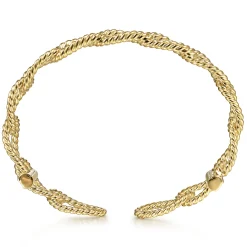 Clearance Gabriel & Co. 14K Yellow Plain Gold Twisted Rope Link Bangle
