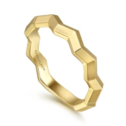 Best Gabriel & Co. 14K Yellow Plain Gold Zig-Zag Stackable Ladies Ring
