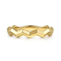 Best Gabriel & Co. 14K Yellow Plain Gold Zig-Zag Stackable Ladies Ring