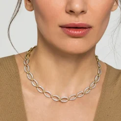 Clearance Gabriel & Co. 14K Yellow-White Chain Diamond Link Necklace
