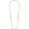 Gabriel & Co. 14K Yellow-White Chain Necklace woth Oval Pave Diamond Stations