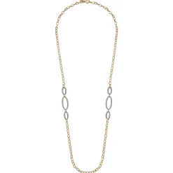 Gabriel & Co. 14K Yellow-White Chain Necklace woth Oval Pave Diamond Stations