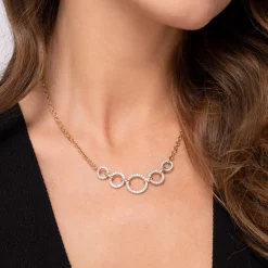 New Gabriel & Co. 14K Yellow-White Diamond Circles Chain Necklace