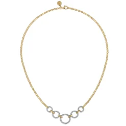 New Gabriel & Co. 14K Yellow-White Diamond Circles Chain Necklace