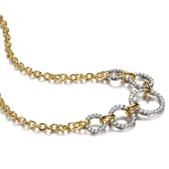 New Gabriel & Co. 14K Yellow-White Diamond Circles Chain Necklace