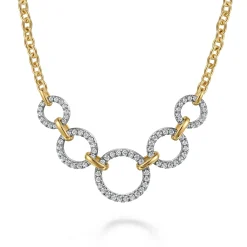 New Gabriel & Co. 14K Yellow-White Diamond Circles Chain Necklace