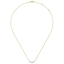 Best Gabriel & Co. 14K Yellow-White Gold Baguette and Round Diamond Zig Zag Necklace