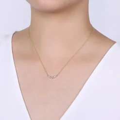 Best Gabriel & Co. 14K Yellow-White Gold Baguette and Round Diamond Zig Zag Necklace