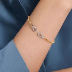 Gabriel & Co. 14K Yellow-White Gold Bujukan Diamond Teardrops Bangle