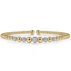 Hot Gabriel & Co. 14K Yellow-White Gold Bujukan Diamond Stations Bangle