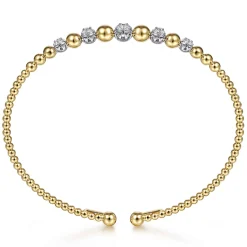 Hot Gabriel & Co. 14K Yellow-White Gold Bujukan Diamond Stations Bangle