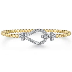 Gabriel & Co. 14K Yellow White Gold Bujukan Diamond Bangle