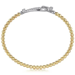 Gabriel & Co. 14K Yellow White Gold Bujukan Diamond Bangle