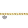 New Gabriel & Co. 14K Yellow-White Gold Chain Link Bracelet with Pave Diamond Puff Heart Charm