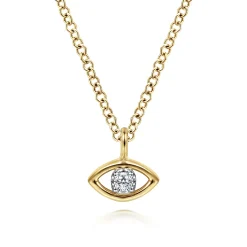 Discount Gabriel & Co. 14K Yellow-White Gold Diamond Evil Eye Pendant Necklace
