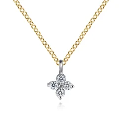 Online Gabriel & Co. 14K Yellow White Gold Diamond Flower Pendant Necklace