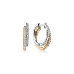 Discount Gabriel & Co. 14K Yellow-White Gold Diamond Huggie Earrings 15mm