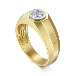 Hot Gabriel & Co. 14K Yellow-White Gold Diamond Mens Engagement Ring in High Polish Finish