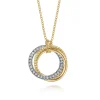 Best Gabriel & Co. 14K Yellow-White Gold Diamond Pave and Twisted Rope Interlocking Circles Necklace