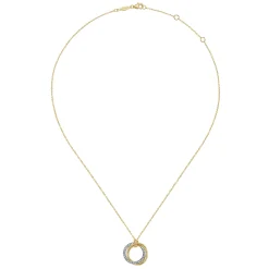 Best Gabriel & Co. 14K Yellow-White Gold Diamond Pave and Twisted Rope Interlocking Circles Necklace