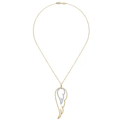 Clearance Gabriel & Co. 14K Yellow-White Gold Double Wing Diamond Pendant Necklace