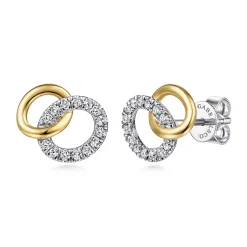 Outlet Gabriel & Co. 14K Yellow-White Gold Interlocking Links Diamond Stud Earrings