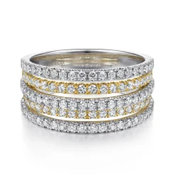 Discount Gabriel & Co. 14K Yellow-White Gold Layered Wide Band Diamond Ring