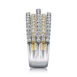 Discount Gabriel & Co. 14K Yellow-White Gold Layered Wide Band Diamond Ring