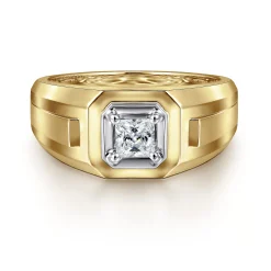 Outlet Gabriel & Co. 14K Yellow-White Gold Mens Engagement Ring in High Polish Finish