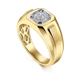 Outlet Gabriel & Co. 14K Yellow-White Gold Mens Engagement Ring in High Polish Finish