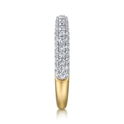 New Gabriel & Co. 14K Yellow-White Gold Pave Diamond Anniversary Band - 0.76 ct