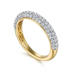 New Gabriel & Co. 14K Yellow-White Gold Pave Diamond Anniversary Band - 0.76 ct