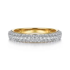 New Gabriel & Co. 14K Yellow-White Gold Pave Diamond Anniversary Band - 0.76 ct
