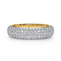 Clearance Gabriel & Co. 14K Yellow-White Gold Pave Diamond Anniversary Band - 1.05 ct