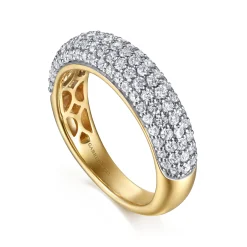 Clearance Gabriel & Co. 14K Yellow-White Gold Pave Diamond Anniversary Band - 1.05 ct