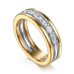 Discount Gabriel & Co. 14K Yellow-White Gold Prong Baguette Diamond Anniversary Band - 0.24 ct
