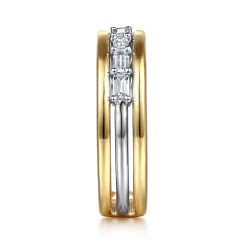 Discount Gabriel & Co. 14K Yellow-White Gold Prong Baguette Diamond Anniversary Band - 0.24 ct
