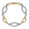 Gabriel & Co. 14K Yellow-White Gold Station Bracelet with Diamond Oval Links