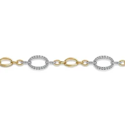 Gabriel & Co. 14K Yellow-White Gold Station Bracelet with Diamond Oval Links