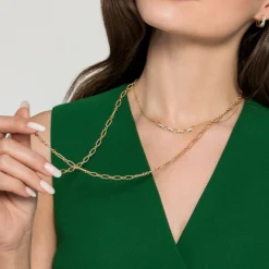 Discount Gabriel & Co. 14K Yellow-White Gold Twisted Rope Oval Link Necklace with Diamond Connectors