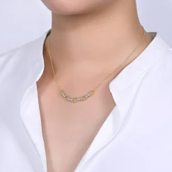 Discount Gabriel & Co. 14K Yellow-White Gold Twisted Rope Oval Link Necklace with Diamond Connectors