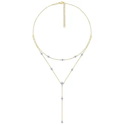 Outlet Gabriel & Co. 14K Yellow-White Gold Two Strand Diamond Station Y Necklace