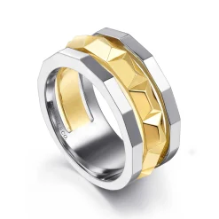 Outlet Gabriel & Co. 14K Yellow-White Gold Wide Faceted Ring in High Polished Finish
